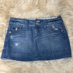 Hint denim low rise mini skirt with pockets
